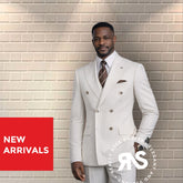 Senzo Rivolli striped three-piece Drop-6 Slim Fit Suits| White cream